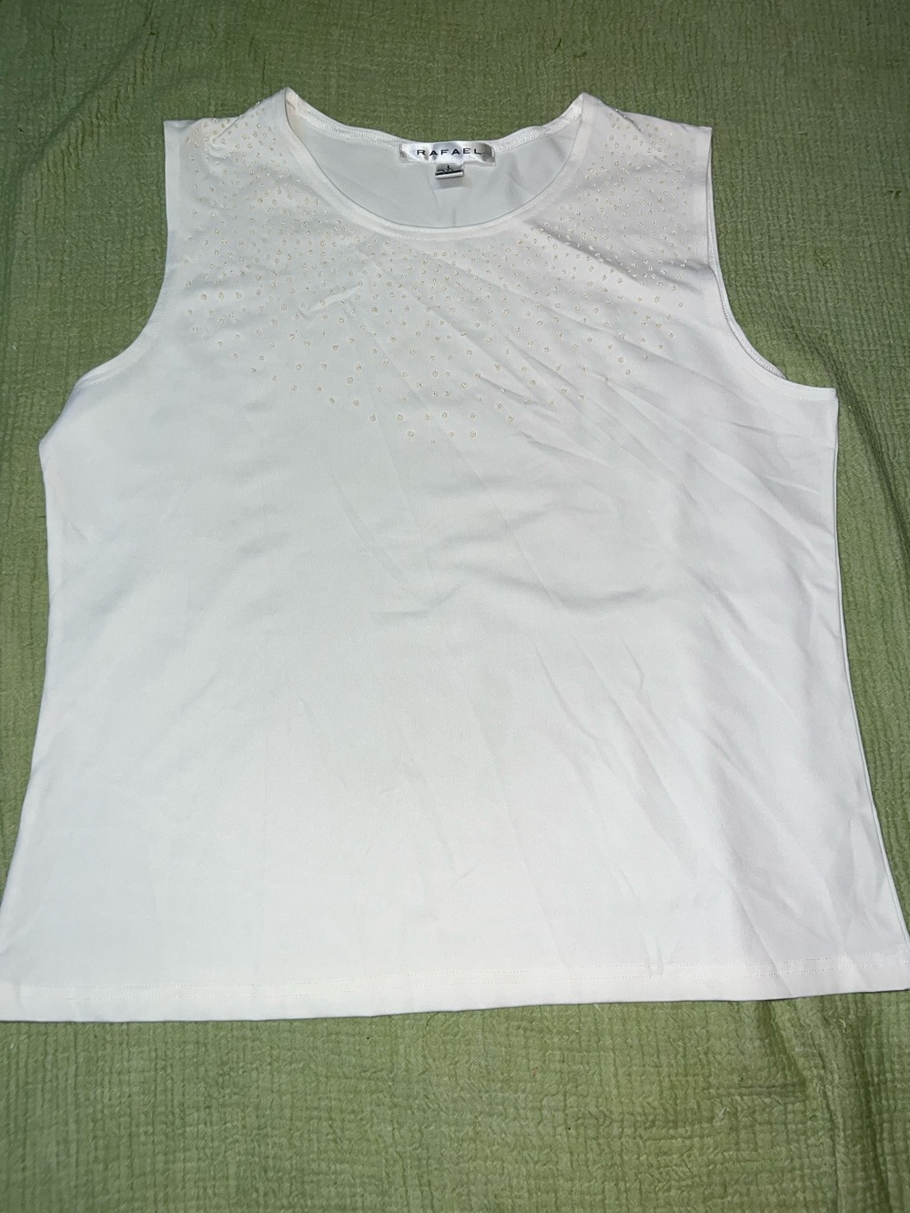 RAFAEL White Sleeveless Tank with Subtle Stud Accents